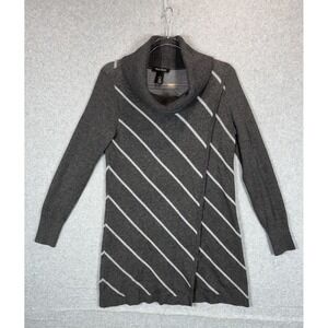 White House Black Market Sweater Womens Medium Diagonal Stripe Pullover Wool Ble